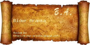 Bider Aranka névjegykártya