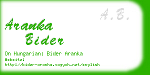 aranka bider business card